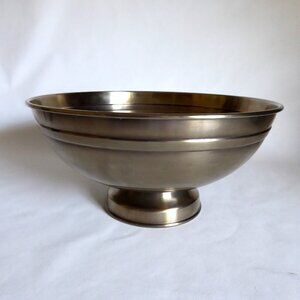 NEW 11” CRATE & BARREL LAWRENCE STAINLESS STEEL PEDESTAL SERVING BOWL
